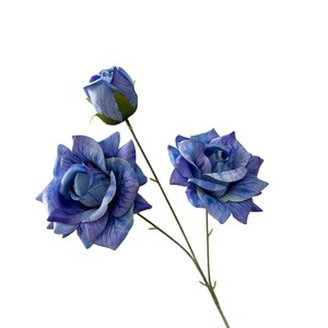 Two Embossed <b>Silk</b> Roses With Bud Realistic Artificial <b>Flowers</b> For Wedding Home Decor - Product Image 5