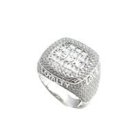 Hip Hop Fine Jewelry GRA Iced Out VVS Moissanite Emerald Cut 925 Sterling Silver Pass Diamond Tester Letter MOB Ring for Men