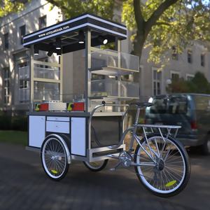 Magnifique chariot de restauration mobile avec roues et toit / Petit kiosque à crêpes extérieur, présentoir à gaufres portable / Conception de stand à vendre - Product Image 2