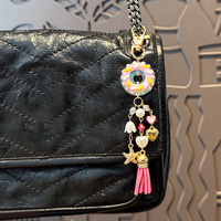 Porte-clés Cœur Donut - Charme Frangé Adorable, Pendentif Sac Dessert Sucré