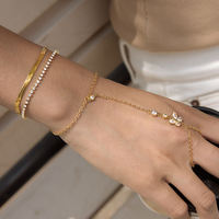 Bracelet chaîne et maillons en acier inoxydable plaqué or 18 carats BinShuo tendance avec zircon cubique étincelant pour femmes