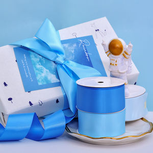 Синие шелковые атласные ленты для рукоделия бант ручной работы Подарочная обертка Свадебная декоративная двойная атласная лента 38 мм - Product Image 6