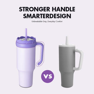 Taza con mango personalizado de 40oz, 6H, retención de calor y frío de 12H con tapa de pétalo con mango de acero inoxidable al vacío de doble pared y pajita - Product Image 4