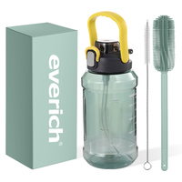 Nouvelle bouteille d'eau Tritan de 1930 ml, sans BPA, avec paille en plastique, verrouillage sportif et poignée portable pour étudiants et camping