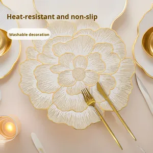 Napperons de Noël Zifeifan de luxe modernes réutilisables en PVC, imperméables, pour <span class=keywords><strong>d</strong></span>écorations de table de fêtes, <span class=keywords><strong>d</strong></span>îners, forme irrégulière, épaisseur 1,5 mm - Product Image 5