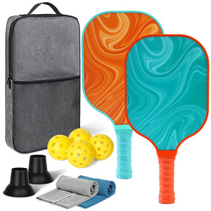 Juego de Palas de Pickleball, 2 Palas, 4 Pelotas, 2 Toallas, 2 Recogedores de Pelotas, Bolsa de Transporte Gris, Equipo Deportivo Ligero para Exteriores - Product Image 1