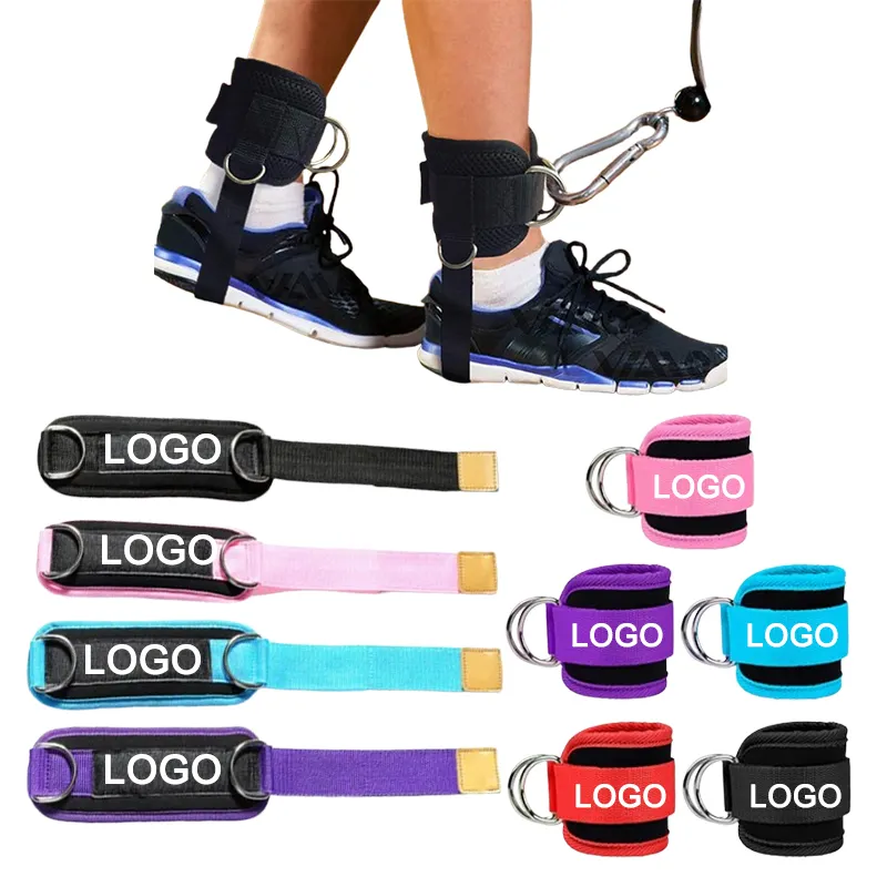 Logotipo personalizado Fitness Acessórios Ginásio Mulheres Workout Correias Tornozelo para Máquinas Cabo Fabricante Strength Workout Ankle Strap