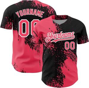 Camisetas de béisbol personalizadas, camisetas de béisbol de Hip Hop personalizadas con botones en rojo y azul marino, logotipo de número de nombre cosido para jóvenes unisex - Product Image 2