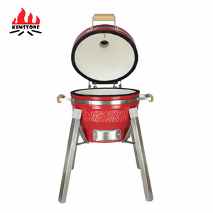 <span class=keywords><strong>Barbecue</strong></span> Kamado et fumoir Kimstone Premium de 16 pouces, finition pierre rouge, avec support en acier inoxydable, thermomètre externe et poignées - Product Image 1
