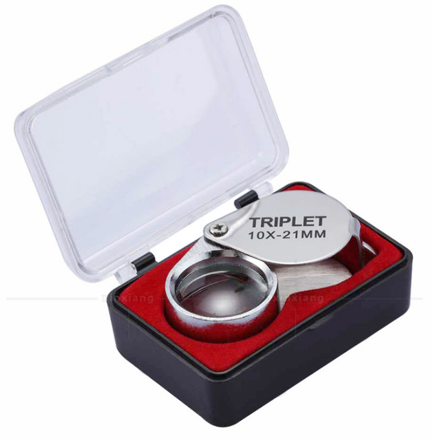 30 X 21mm Foldable Metal Jewelry Loupe Glass Magnifier