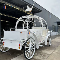 Chariot de transport de mariage personnalisé, forgé à la main, grand, électrique, en forme de citrouille, multi-places, avec décoration papillon, vente en gros d'usine