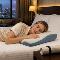 Oreiller de contour en mousse à mémoire de forme portable, pliable, pour le soutien cervical, idéal pour la chambre et l'hôtel