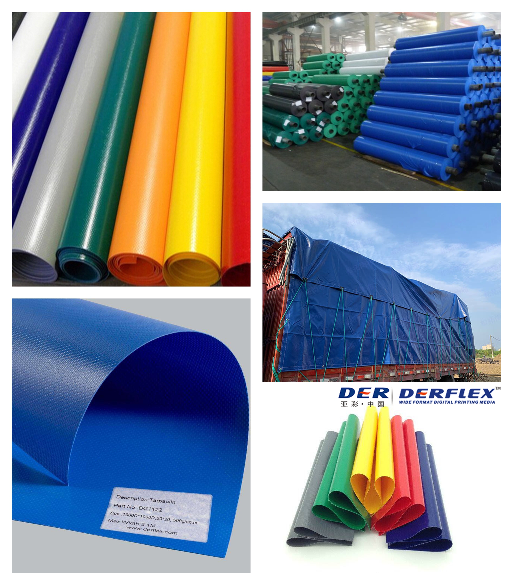 Heavy Duty 650gsm PVC Tarpaulin Fabric Water Resistant Flame Retardant & Anti-Static Woven for Outdoor Tent Industrial & Car Use