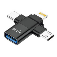 Trois-en-un Micro USB type-c USB OTG adaptateur en alliage d'aluminium lecteur Flash convertisseur de téléphone portable iPhone nouvel ordinateur portable OTP caméra