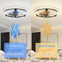Ventilateur de plafond moderne en acrylique cristal LED de 19,6 pouces, 6 vitesses, faible bruit, moteur DC, 7 pales, télécommande/application, variateur d'intensité, 3 couleurs