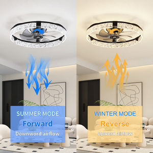 Ventilateur de plafond LED moderne en cristal de 19,6 pouces avec moteur DC, 5 pales, télécommande, intensité réglable pour chambre à coucher - Product Image 5