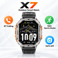 Montre connectée X7 en gros OEM ODM avec appels Bluetooth, notifications de messages, assistant vocal, contrôle de la musique, application DaFit, batterie 1000 mAh