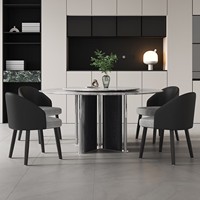 Table à manger moderne en pierre, table à manger ronde, 6 places, fabriquée en Chine