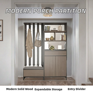 Cloison de séparation intégrée pour salon et porche, meuble d'entrée moderne en bois massif, écran nordique convertible pour hall d'entrée, mobilier de maison - Product Image 2