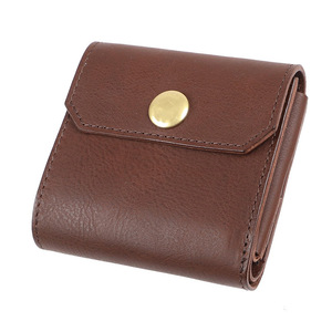 Japanese Retro Style Genuine Leather Tri Fold <b>Wallet</b> Dark <b>Brown</b> Unisex Coin Purse Everyday Use - Product Image 1