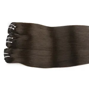 2024 Neues Design #2 braune Farbe echthaar-Clip-In-Verlängerungen gerader roher Haar-Clip-Ins-Clip-In-Haarverlängerung für Frauen
