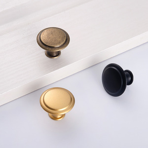 Round Cabinet <b>Knob</b> Iron Zinc Alloy 27mm Minimalist Design For Drawer Furniture Handle <b>Black</b> Bronze Gold - Product Image 1