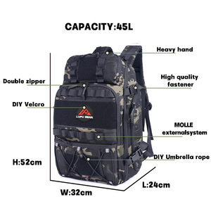 Mochila táctica de camuflaje grande Lupu, mochila impermeable para portátil con sistema Molle para actividades al aire libre, senderismo y camping. - Product Image 3