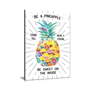 Motiviation Be A Pineapple Stand Tall Wear a Crown Be Sweet On Inside Quote Canvas Print pintura arte de pared