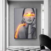 JZ Decorazione Casa, Luce LED Decorativa, Stampa Illuminata su Tela, Poster Artistico, Dipinto 3D con LED