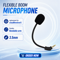 Mikrofon pengganti boom fleksibel berkualitas tinggi 3.5mm 4 kutub berlapis emas untuk headset gaming Kingston Cloud RevolverS.