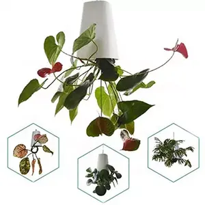 Plastic indoor outdoor decoration inner ceramic automatic watering hanging planters flower pots
