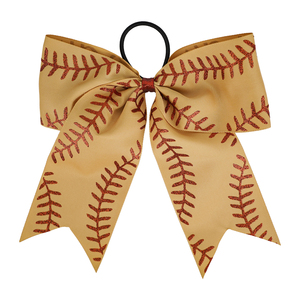Attache-cheveux personnalisée faite à la main pour filles, style cheerleader, pour softball, sport, football, avec nœud en ruban gros-grain pailleté - Product Image 4