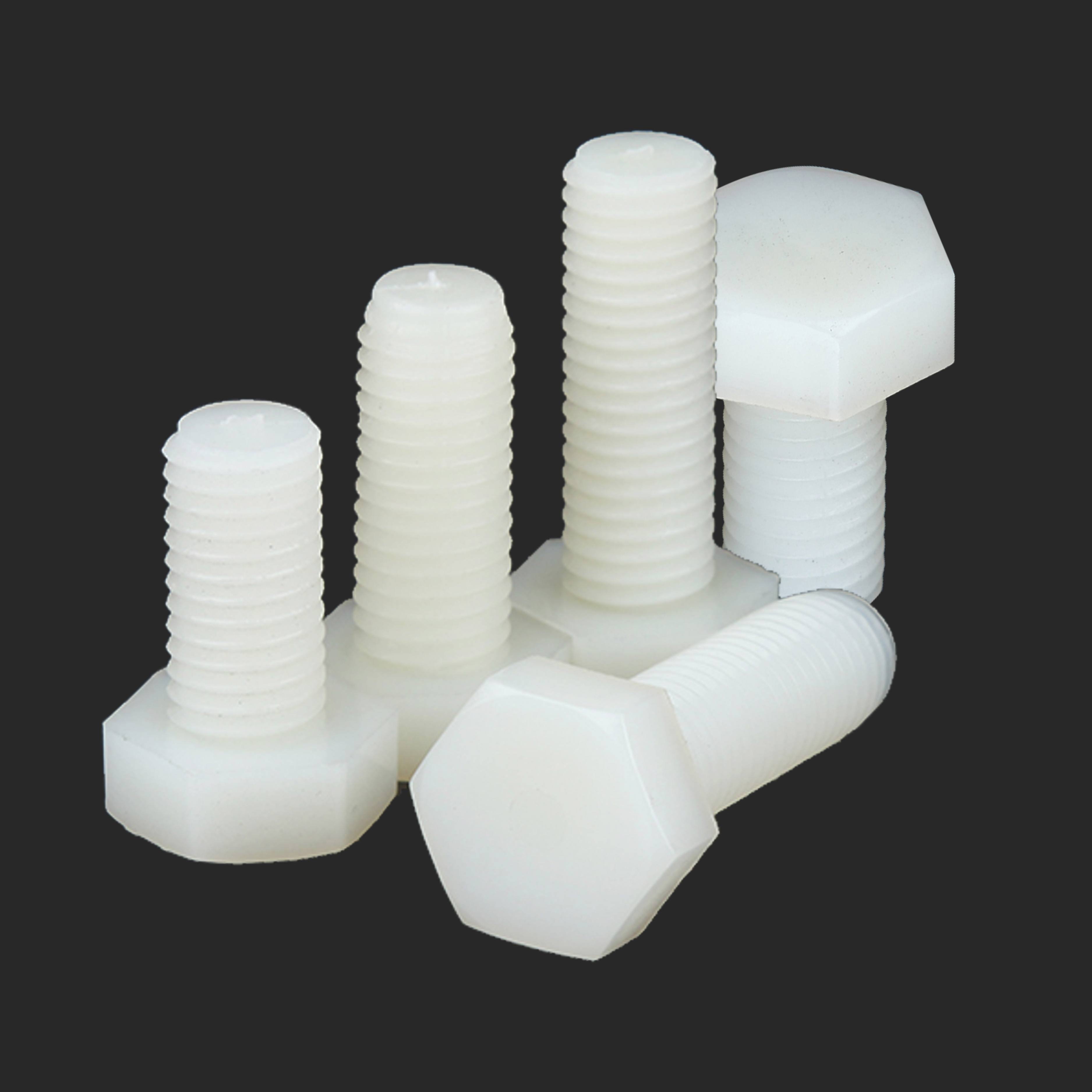 Tornillos de sujeción PTEF/PVC/plástico/nailon, M3, M5, M7, 8mm, cabeza hexagonal blanca