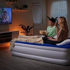 Bomba eléctrica de inserción autoinflable para <span class=keywords><strong>2</strong></span> personas, cama de flocado familiar portátil, cama de aire inflable, colchón de aire suave - Product Image 6