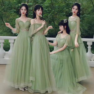 Green Bridesmaid Dress A-Line Sweetheart Neckline Long Evening Gown For Wedding Polyester Fabric 2025 Spring Style - Product Image 1