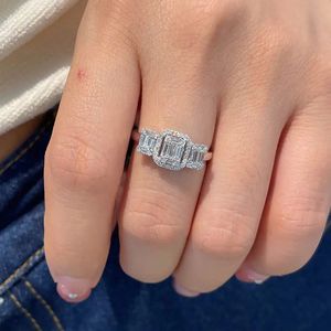 Xinfly 18K White Pure Gold Fine Design Woman Natural Real Diamond Engagement Wedding <b>Ice</b> Out <b>Ring</b> - Product Image 3