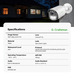 Cámara de Seguridad IP GR-YUFW-M8S GCraftsman 4K 8MP IP67 POE Tipo Bala con Reconocimiento Facial, Color Completo, H.265, Audio, Aplicación HiEasy, para Exteriores - Product Image 2