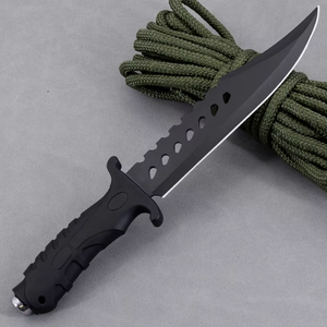 Couteau de chasse et de survie en acier inoxydable à lame fixe longue pour l'extérieur, avec poignée en caoutchouc, étui et <span class=keywords><strong>brise</strong></span>-vitre (OEM) - Offre Spéciale - Product Image 4