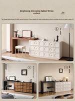 Coiffeuse à rabat en bois massif avec miroir intégré et tiroirs, style mi-saison, pour chambre principale