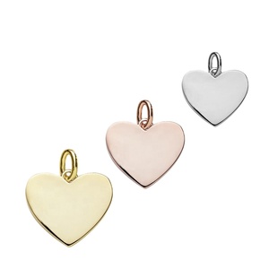Pendentifs personnalisés en argent sterling 925, gravure haute brillance, charme en forme de cœur - Product Image 1
