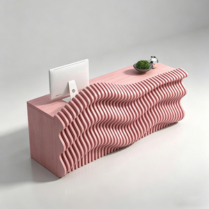 Fiberglass Commercial Front Desk Luxury Reception Desk Curved Design for Mall Office Building - Product Image 2