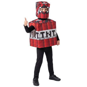 Costume Minecraft TNT Bomb pour enfants, tenue de cosplay blocs, performance Halloween, combinaison noire - Product Image 3