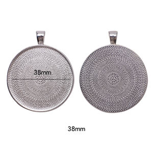 Zhubi 라운드 유리 카보 숑 금속 트레이 베젤 공백 아연 합금 펜던트 기본 비즈 보석 만들기 DIY 팔찌 매력 - Product Image 4