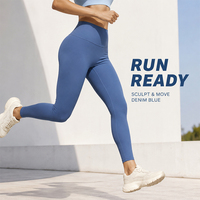 Leggings de sport pour femme, effet seconde peau, double face, en nylon et élasthanne, sans couture avant, effet push-up, taille haute, pour la gym et le jogging