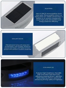 Borne de signalisation routière solaire demi-lune en aluminium moulé sous pression, marqueur routier solaire LED, étanche IP68, borne d'avertissement active pour la sécurité routière - Product Image 4