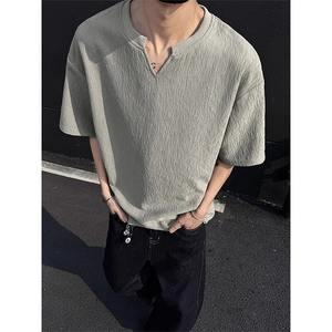 Lazy Style Versatile O-Neck Sleeveless <b>T</b>-<b>Shirt</b> <b>Men</b> Heavyweight Loose Casual Solid Vintage Textured Base Layer Top Spring Summer - Product Image 1