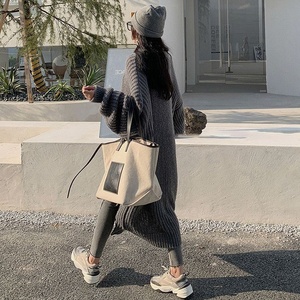 Abrigo Largo Casual de Punto para Mujer de Manga Larga con Bolsillos Cárdigan Suelto Otoño Invierno Suéter Grueso para Dama - Product Image 3