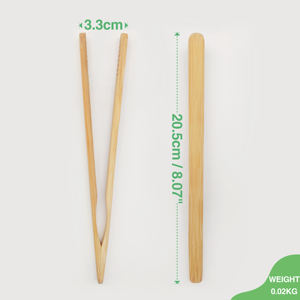 Juego de Utensilios de Cocina, Pinzas para Alimentos de Bambú con Mango de Madera y Acero Inoxidable, Herramientas de Cocina para Ensaladas y Tostadas - Product Image 2