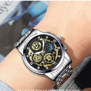 นาฬิกาข้อมือผู้ชาย BINBOND 4010 สแตนเลส สไตล์การ์ตูน เรียบง่าย แฟชั่นลำลอง เรืองแสง กันน้ำ 3BAR สำหรับผู้ชาย แสดงวันที่ ระบบควอตซ์ - Product Image 5