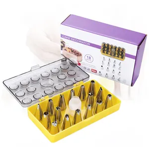 18 cái bánh trang trí nguồn cung cấp Kit bánh thép không gỉ công cụ tip Set Pastry ống đường ống túi đường ống vòi phun Set